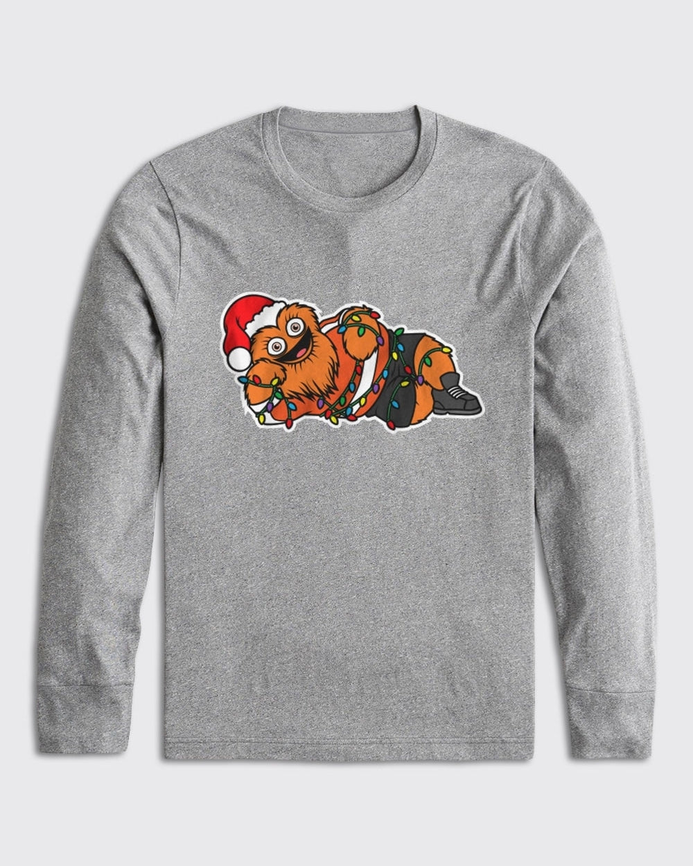 Philadelphia Flyers-Gritty Christmas Long Sleeve-Athletic Heather-Philly Sports Shirts