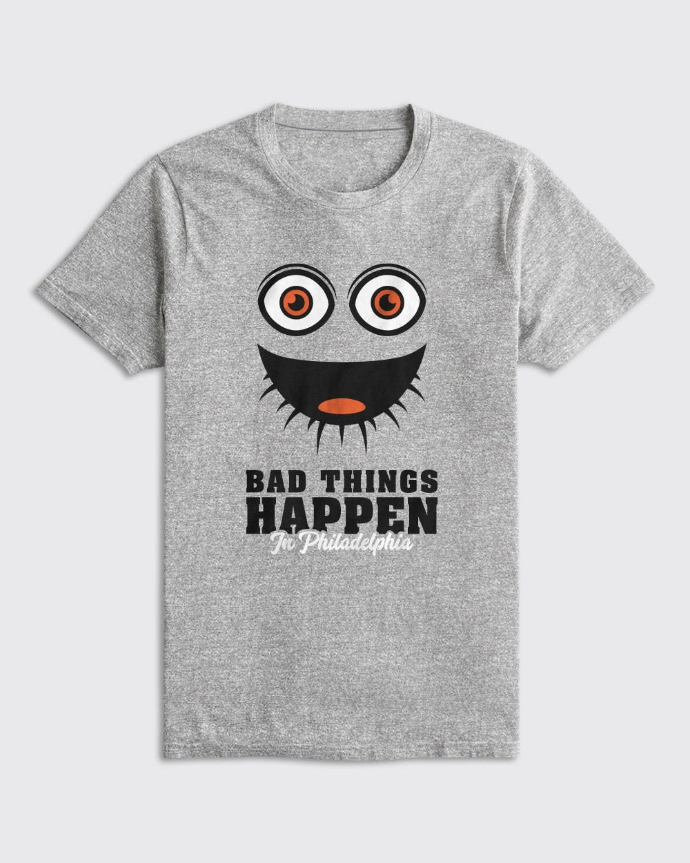 Philadelphia Flyers-Bad Things Happen In Philadelphia Shirt-Athletic Heather-Philly Sports Shirts