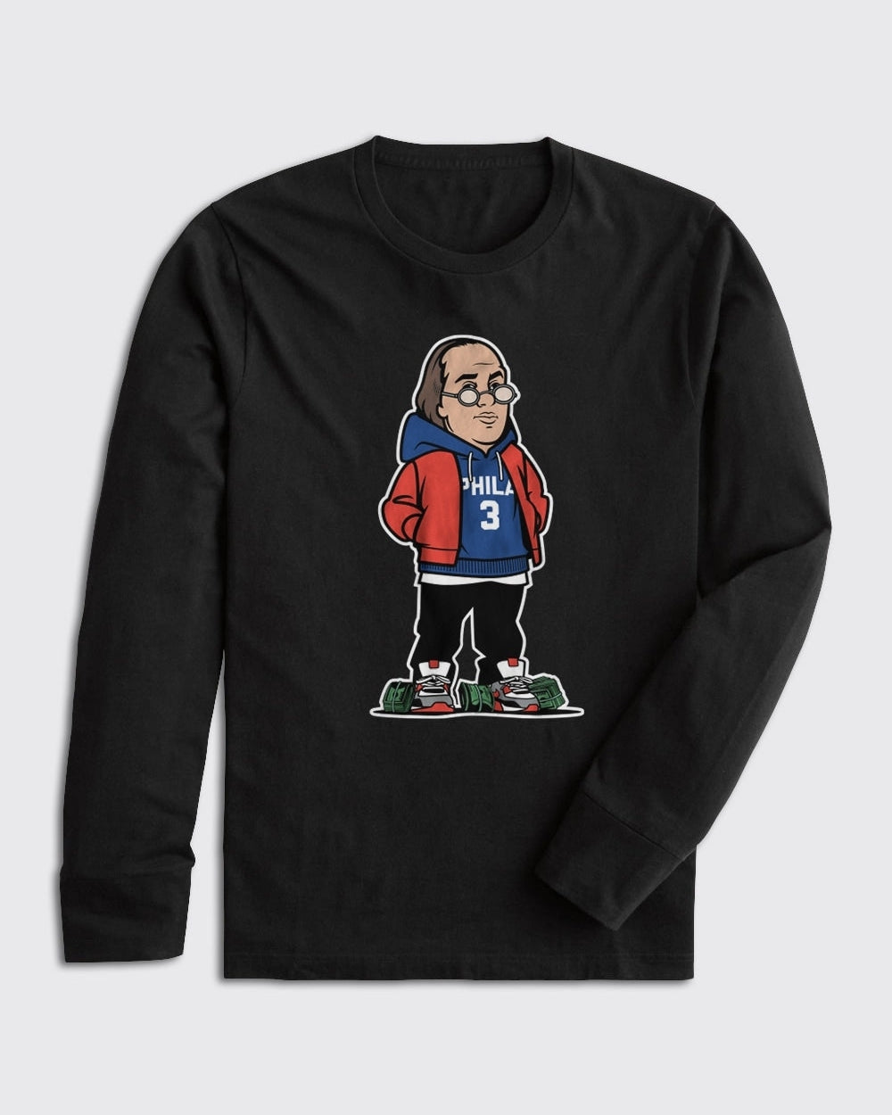 Ben Franklin Sixers Long Sleeve - 76ers, Long Sleeve - Philly Sports Shirts