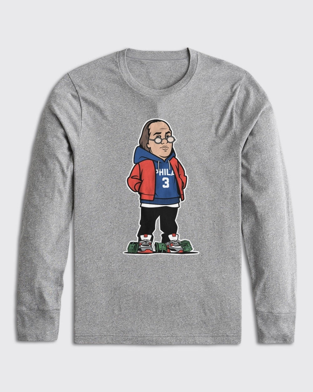 Ben Franklin Sixers Long Sleeve-Philly Sports Shirts